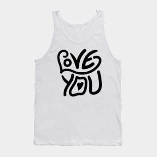 Love You Lettering Black Tank Top